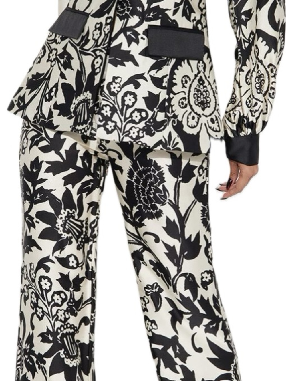 Gorgeous Women's Black & White Floral Wide-Leg Pants size 2X
